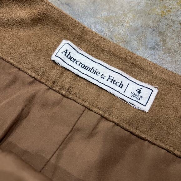 Abercrombie & Fitch Brown Suede Front Tie Mini Skirt Size 4 - Picture 3 of 4